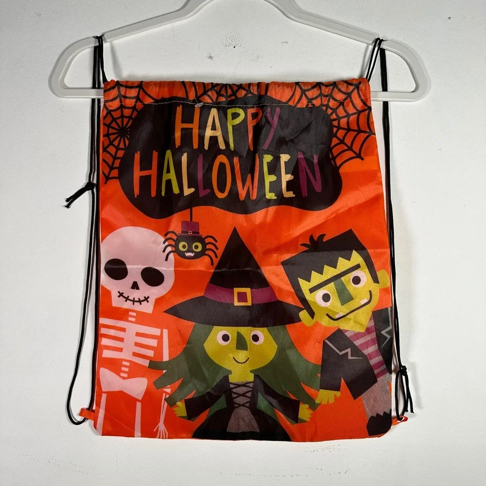 Happy Halloween Drawstring Backpack Trick or Treat Bag Witch Frankenstein 13x16